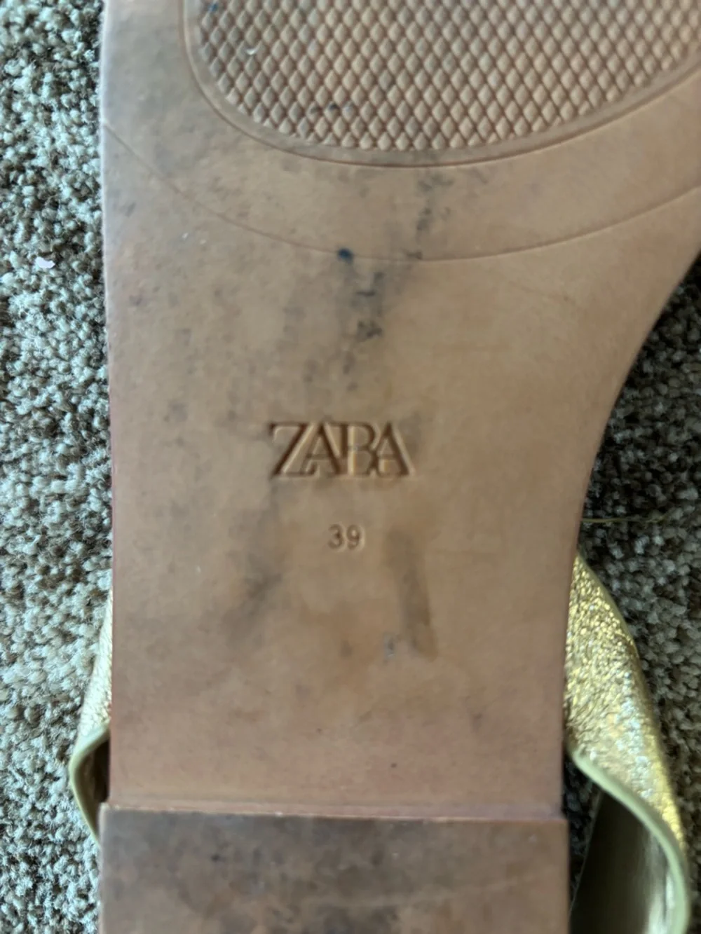 Zara Metallic Gold Square-Toe Slingback Sandals - Picture 5 of 5